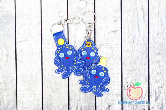 Charming Cute Octopus ITH Keyfob Design