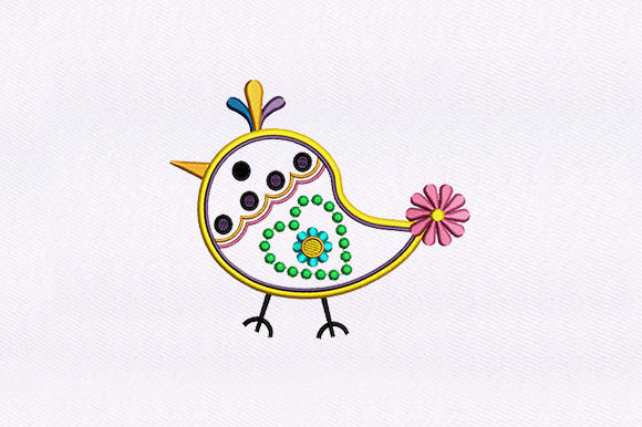 Crafted Yellow Bird Design: A Festive Embroidery Gem