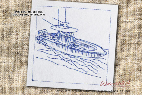 Embroidering the Centre Console Boat Design