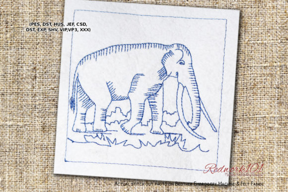 Exploring the Straight-tusked Elephant Embroidery