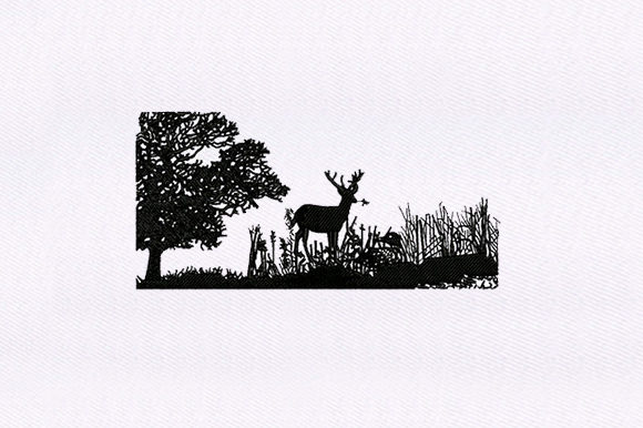 Forest Silhouette: A Peaceful Deer Embroidery
