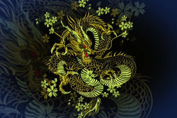 Gold Dragon: A Bold and Elegant Embroidery Design