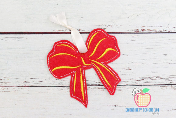 Red Gift Bow Ornament: A Festive Touch for Your Embroidery Projects