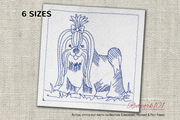 Shih Tzu Dog Redwork: A Charming Embroidery Design