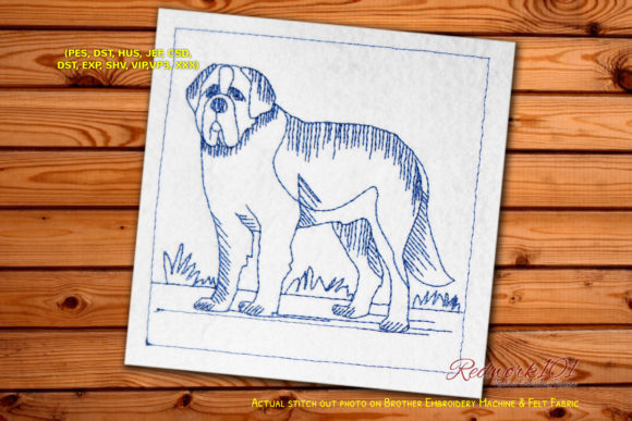 St. Bernard Dog Lineart: A Charming Embroidery Design